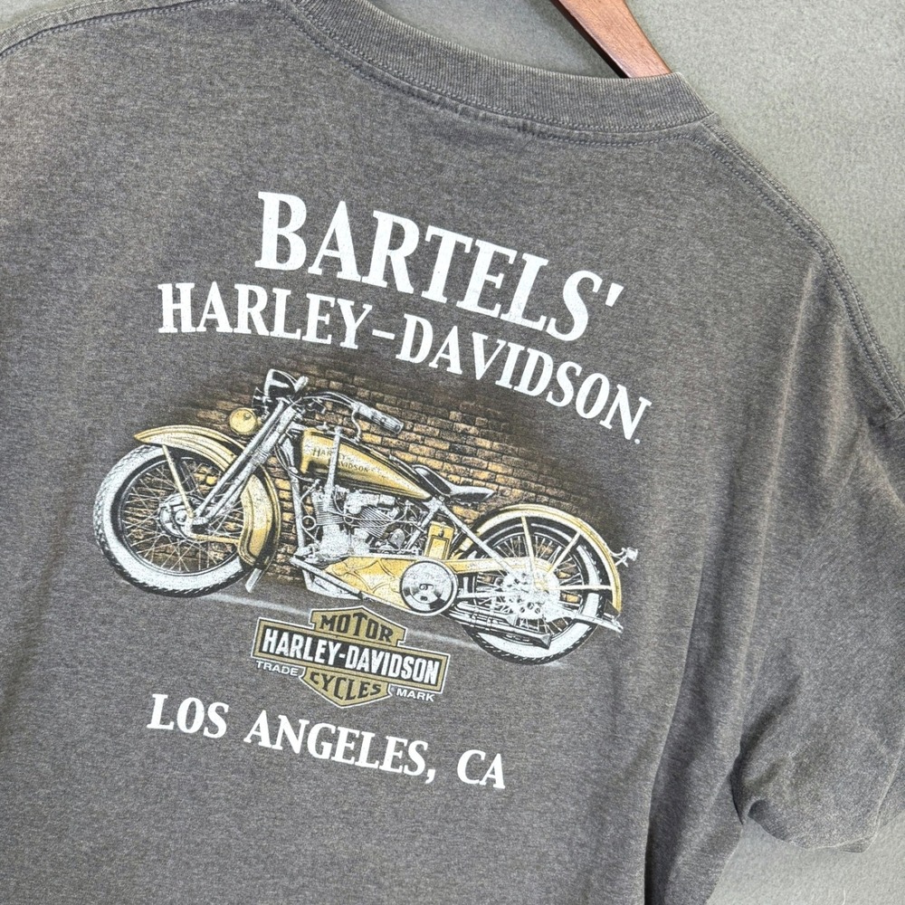 Bartels Los Angeles Shirt Men XL Gray Harley-Davidson Motorcycle Graphic Tee